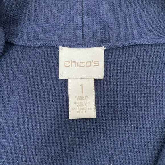 Chico’s Embellished Elektra Open Front Cardigan Size M Navy Blue - Picture 4 of 10
